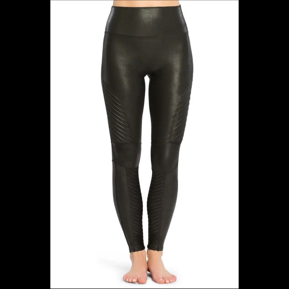 Spanx faux leather moto leggings black